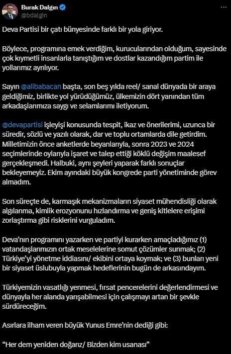 Partiyle Yollar Ayrılıyor