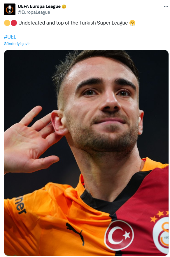 UEFA Avrupa Ligi Resmi Sosyal Medya Hesabından Yapılan Paylaşım
